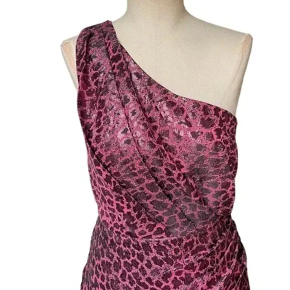 Ramy Brooke  Linda One Shoulder Mini Dress in Pink Animal Print XS NWT $525 - Picture 5 of 11